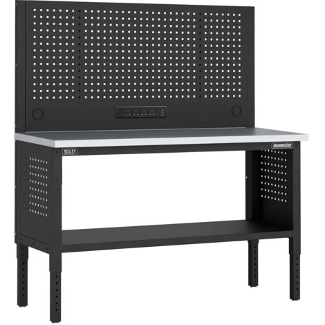 Sealey APMWB60COMBOSS Superline PRO Modular Workbench with Pegboard Back Panel Stainless Steel Worktop 1525mm