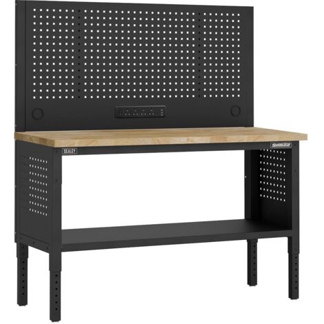 Sealey APMWB60COMBOW Superline PRO Modular Workbench with Pegboard Back Panel Wooden Worktop 1525mm