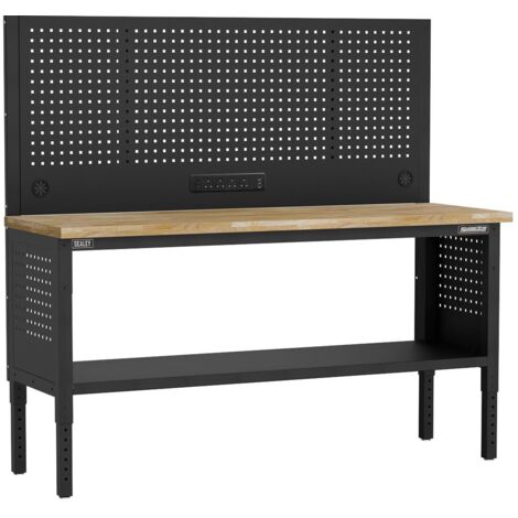 Sealey APMWB72COMBOW Superline PRO Modular Workbench with Pegboard Back Panel Wooden Worktop 1830mm