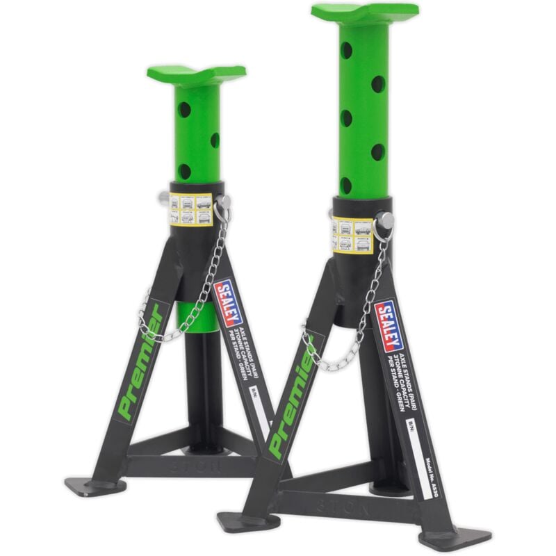 AS3G Axle Stands (Pair) 3tonne Capacity per Stand Green - Sealey