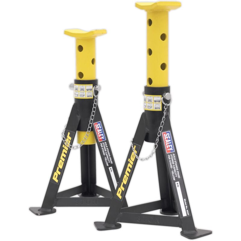 AS3Y Axle Stands (Pair) 3tonne Capacity per Stand Yellow - Sealey