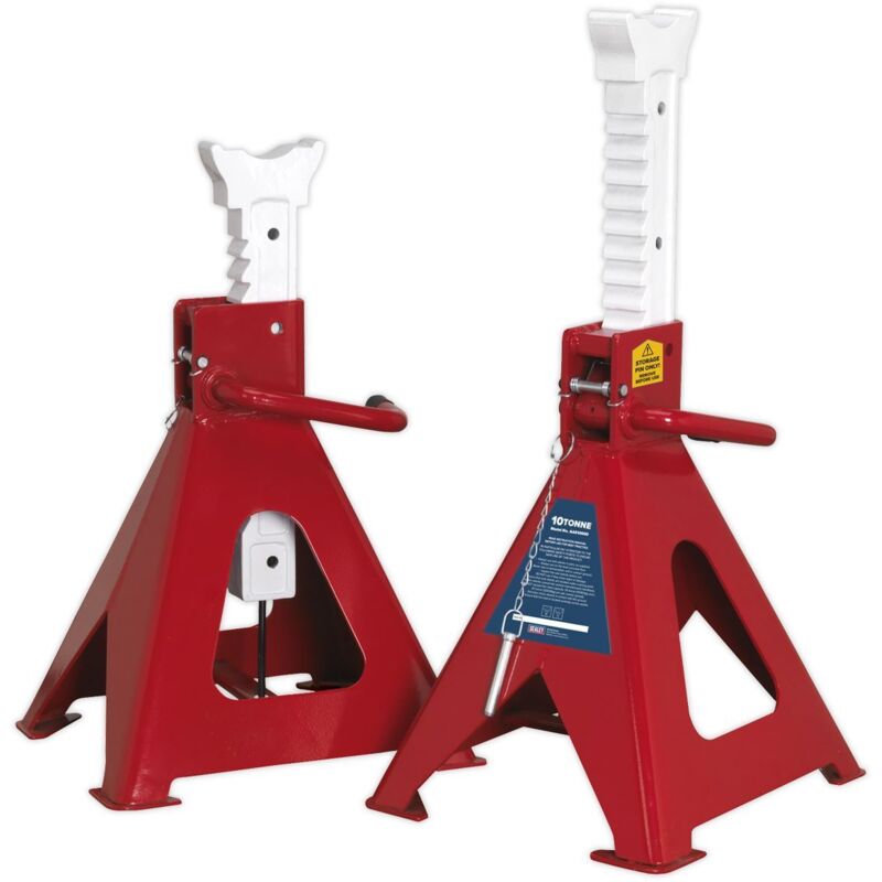 Sealey - AAS10000 Auto Rise Ratchet Axle Stands (Pair) 10 Tonne Capacity per Stand