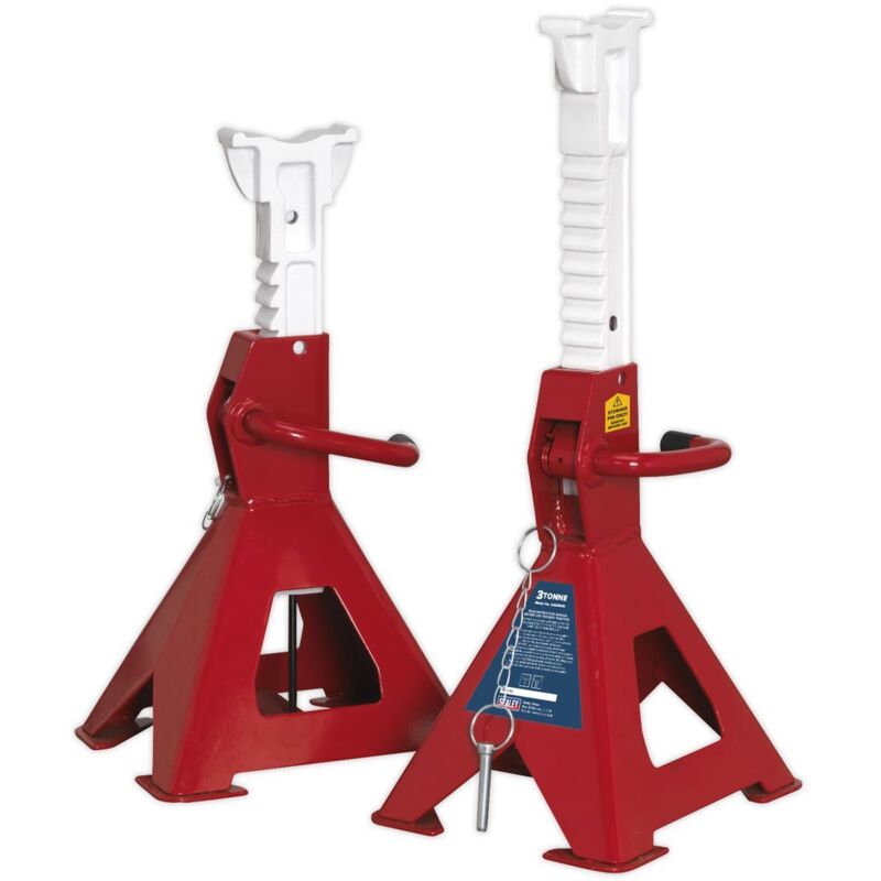 Sealey - Auto Rise Ratchet Axle Stands (Pair) 3 Tonne Capacity per Stand AAS3000