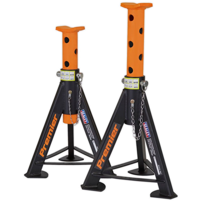 AS6O Axle Stands (Pair) 6tonne Capacity per Stand - Orange - Sealey