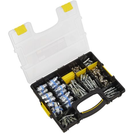 Sealey Assorted Air Coupling Kit 110pc For Garage Workshop Tools AC110K