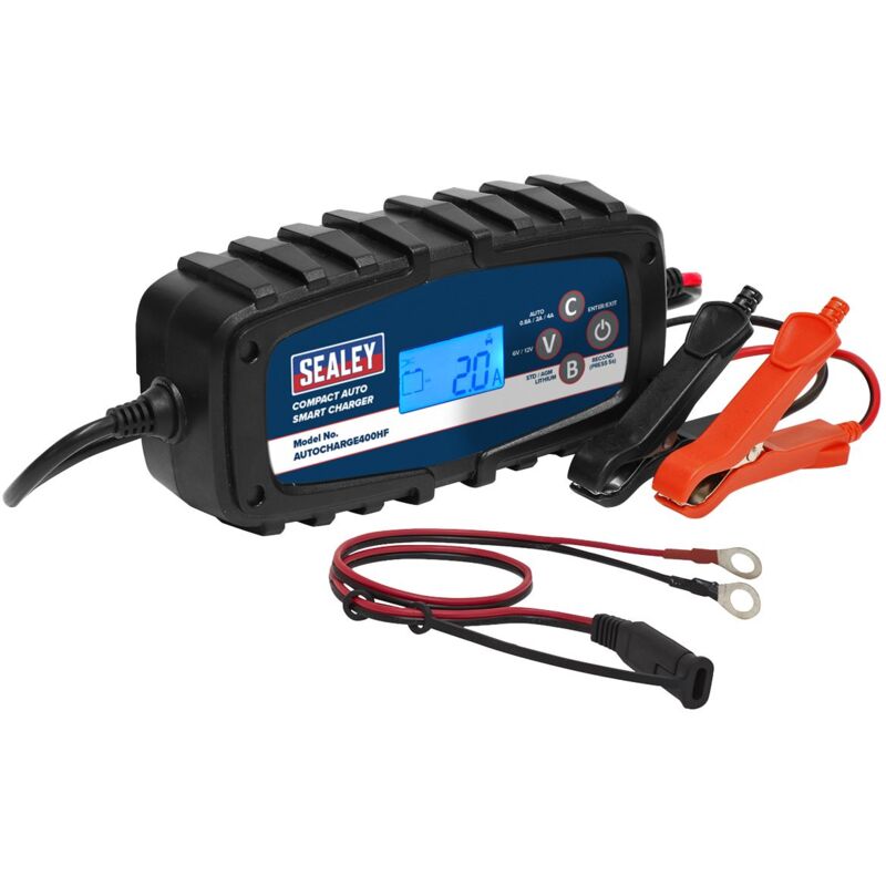 Sealey - Compact Auto Smart Charger & Maintainer 4A 6/12V AUTOCHARGE400HF