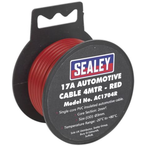 Sealey Automotive Cable Thick Wall 17A 4m Red AC1704R