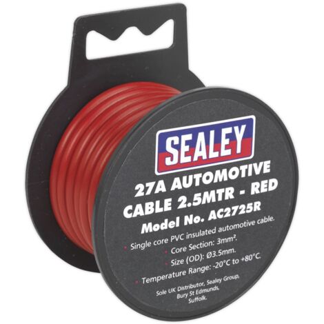 Sealey Automotive Cable Thick Wall 27A 2.5m Red AC2725R