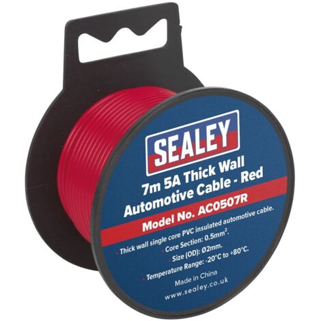 Sealey Automotive Cable Thick Wall 5A 7m Red AC0507R