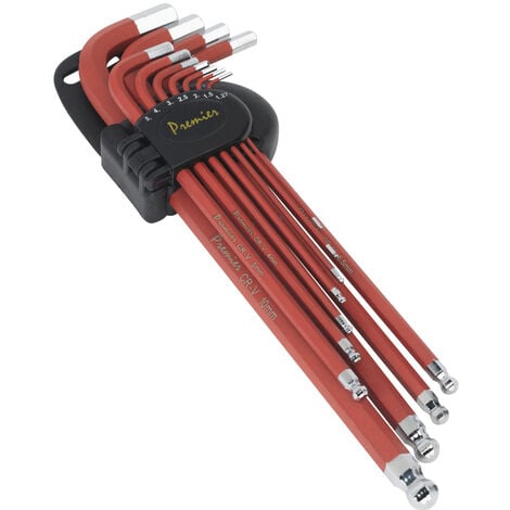 Sealey Ball-End Hex Key Set 11pc Anti-Slip Extra-Long Metric AK7164