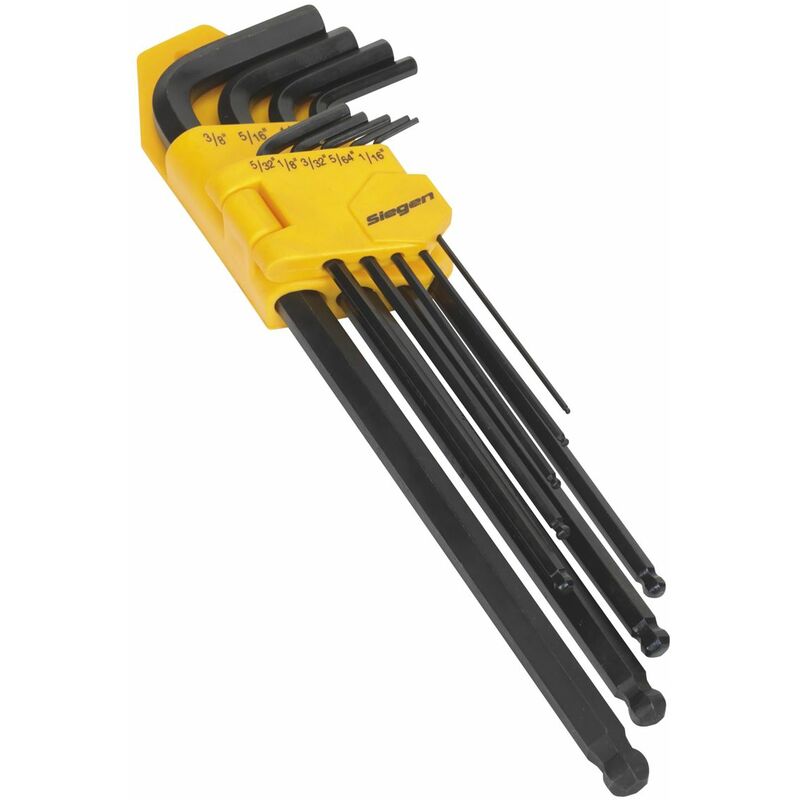 Ball-End Hex Key Set 9pc Extra-Long Imperial S01099 - Sealey