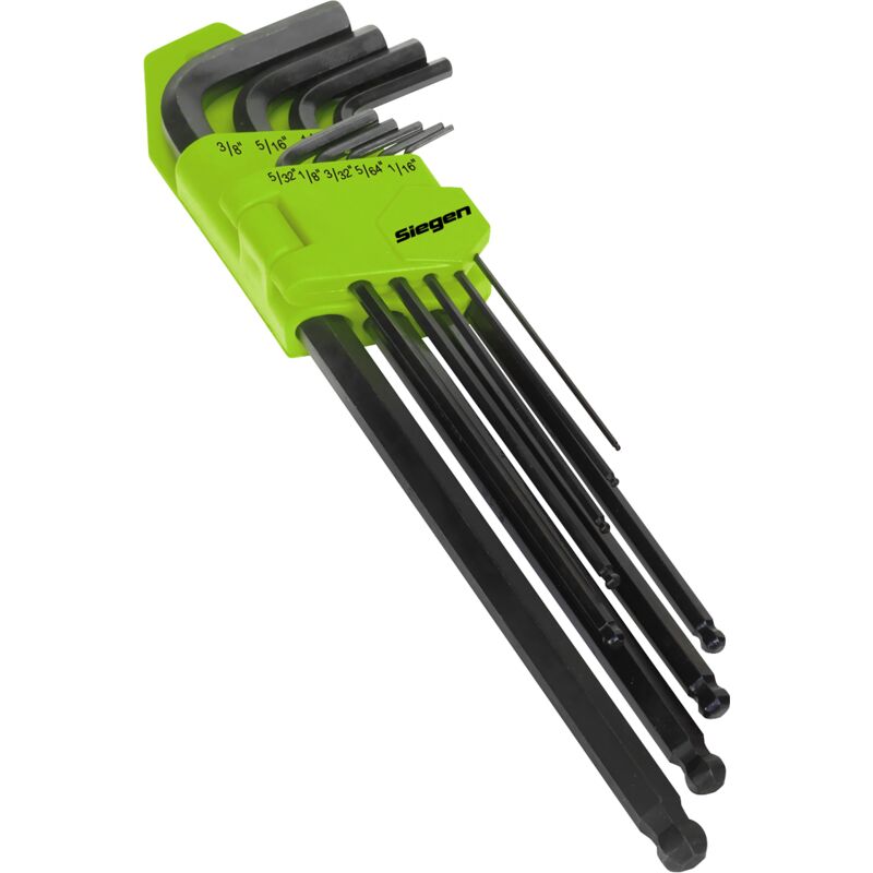Sealey - S01099 Siegen Imperial Extra-Long Ball-End Hex Key Set 9pc