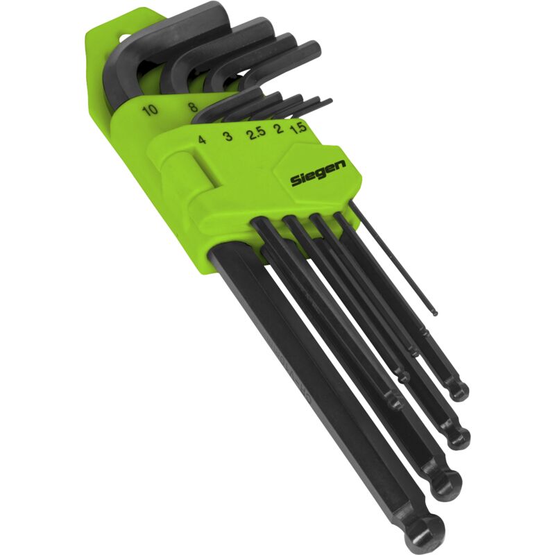 S01093 Siegen Long Ball-End Hex Key Set 9pc - Sealey