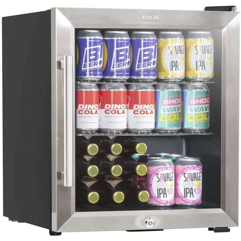 Sealey - DH75 Baridi Mini Tabletop Beer & Drinks Fridge 50L Capacity - Stainless Steel