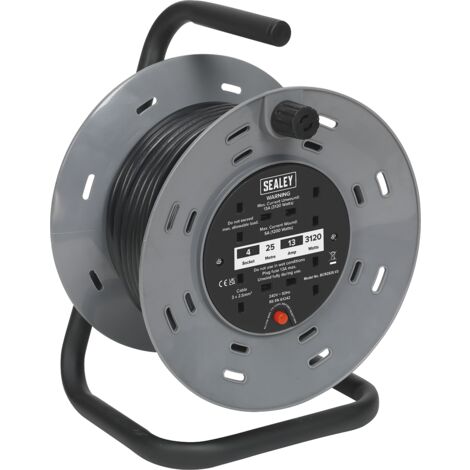Sealey BCR2525 25m Cable Reel with Thermal Trip 4 x 230V