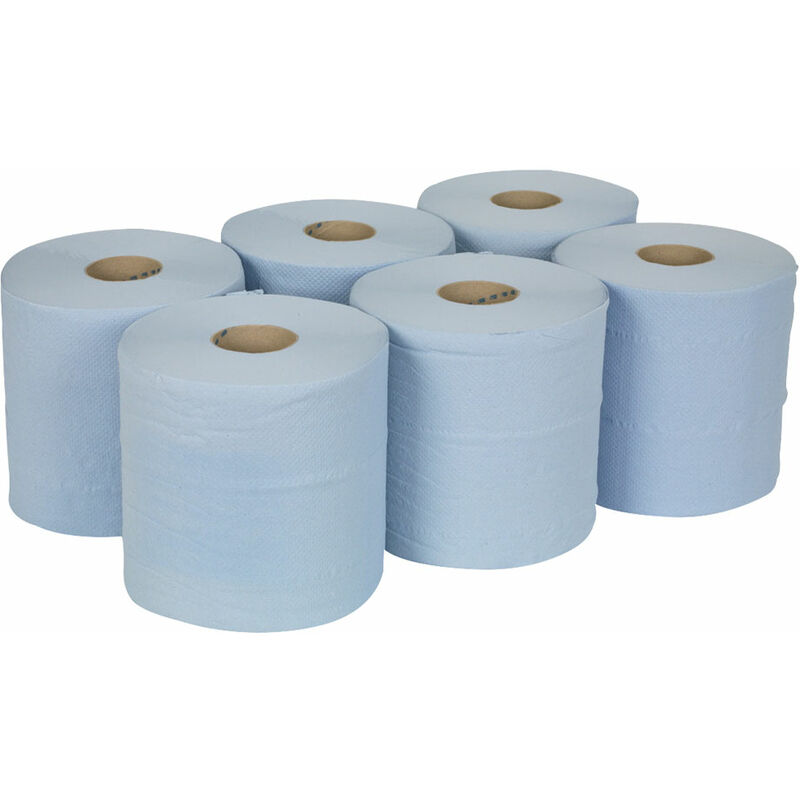 BLU150 Paper Roll Blue 2 Ply Embossed 150mtr Pack Of 6 - Sealey