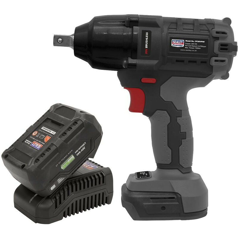 Sealey - CP20VPIWKIT1 20V Brushless 1/2'Sq Drive Impact Wrench Kit with 1x 4.0Ah Battery