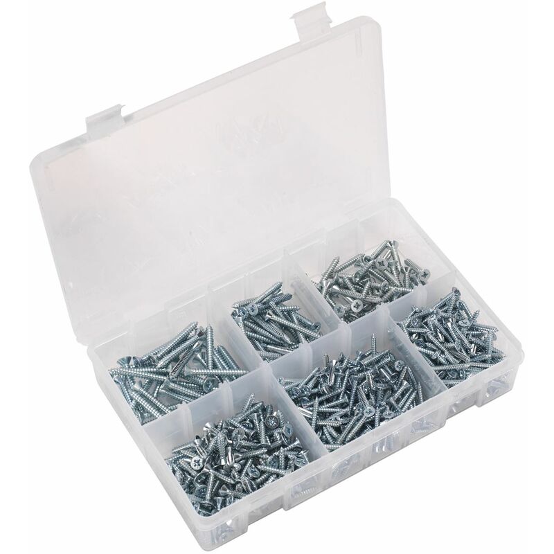 Self-Tapping Screw Assortment din 7982 510pc Countersunk Pozi Zinc AB062STCS - Sealey