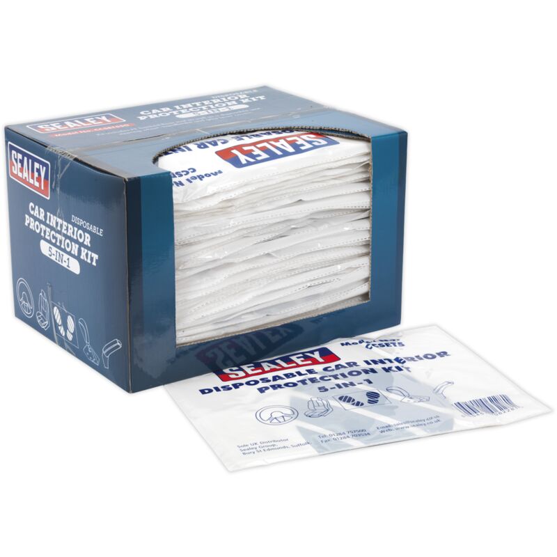 Sealey - CCSET550 5-in-1 Disposable Car Interior Protection Kit - Display Box of 50