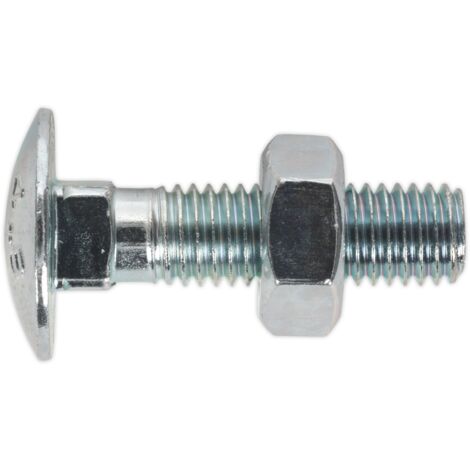Sealey Coach Bolt & Nut M10 x 40mm Zinc Pack of 50 CBN1040