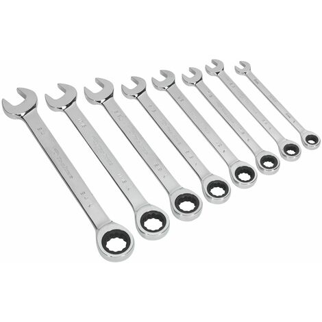 Sealey Combination Ratchet Spanner Set 8pc Imperial S0984