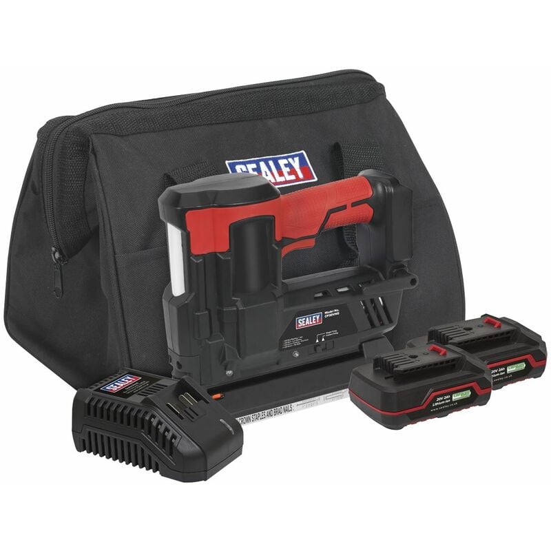 Sealey - Cordless Staple/Nail Gun Kit 18G 20V SV20 Series - 2 Batteries CP20VNGKIT