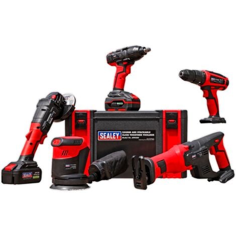 Sealey CP20VCOMBO2 20V Cordless Hammer Drill/Impact Wrench/Angle Grinder/Recipricating Saw Combo Kit