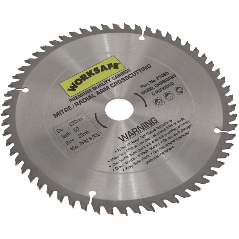 Sealey Worksafe® TCT Saw Blade 250 x 30mm 60tpu 25060