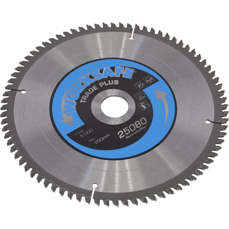 Sealey - 25080/Ali Worksafe® Aluminium Cutting tct Saw Blade 250 x 30mm 80tpu