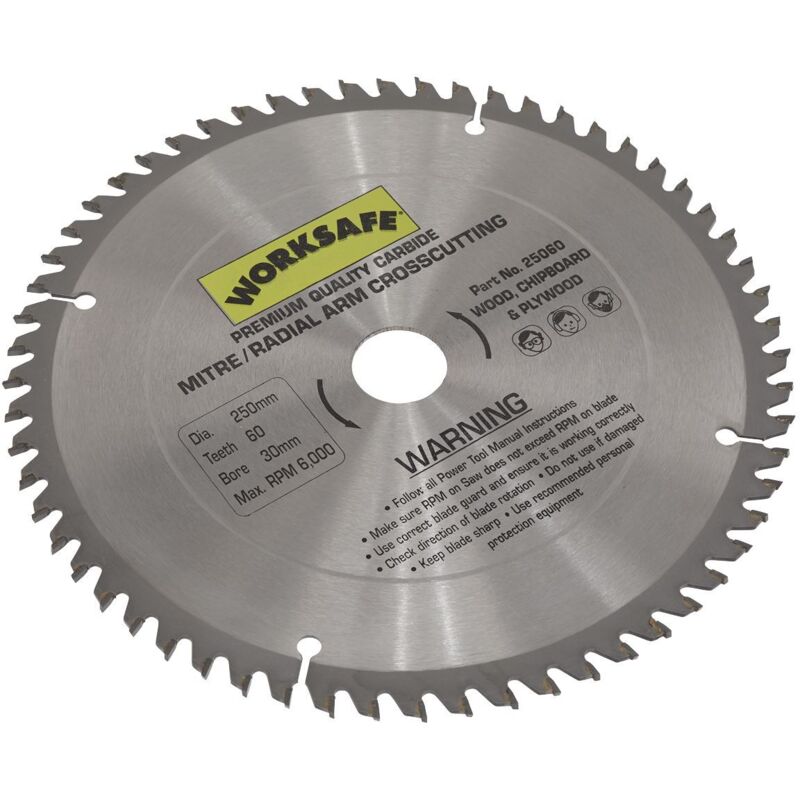 Sealey Worksafe® TCT Saw Blade 250 x 30mm 60tpu 25060