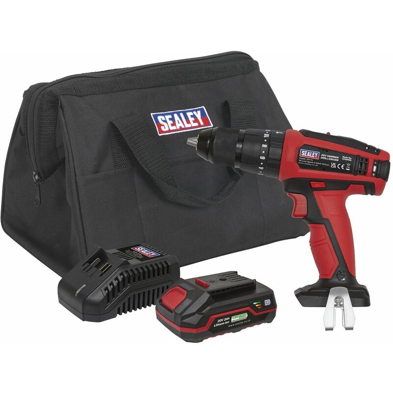 Sealey - Combi Drill/Driver Kit �13mm 20V 2Ah SV20 Series Lithium-ion CP20VDDKIT1