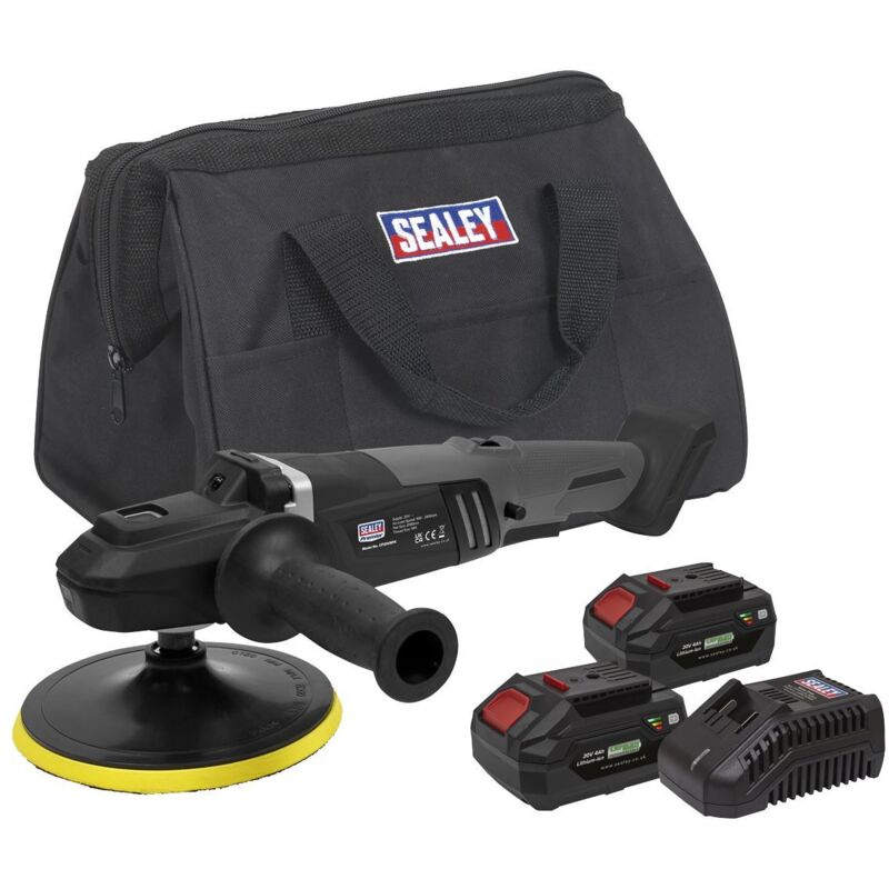 Sealey - CP20VRPXKIT Premier SV20 Series 180mm Brushless Cordless Rotary Polisher 20V 4Ah - 2 Batteries