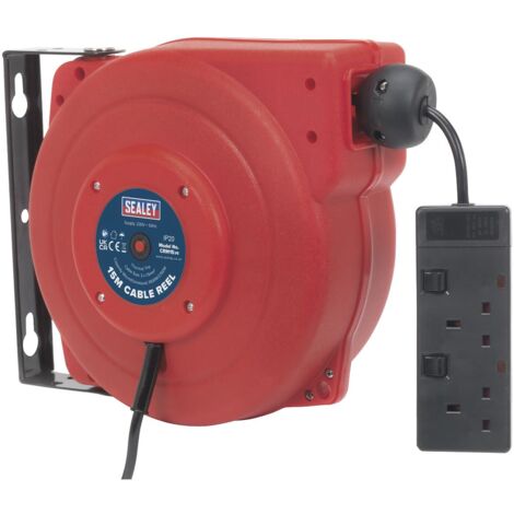 Sealey CRM15 Cable Reel System Retractable 15m 2 x 230V Socket