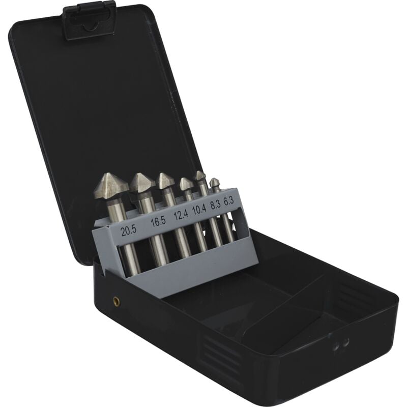 Sealey - CSSET6V 90° Countersink Bit Set 3 x v Flutes 6pc