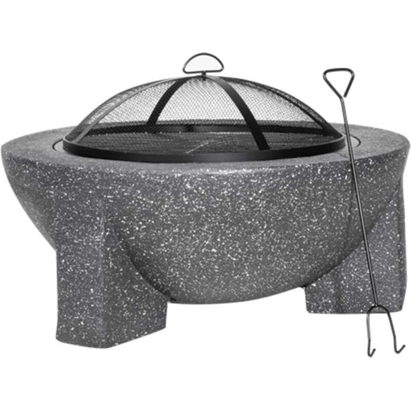 Sealey - DG191 Dellonda Round MgO Fire Pit with bbq Grill, �75cm, Safety Mesh Screen - Dark Grey