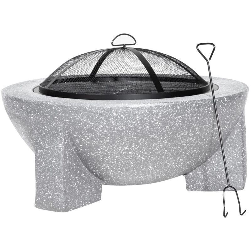Sealey - DG190 Dellonda Round MgO Fire Pit with bbq Grill, �75cm, Safety Mesh Screen - Light Grey
