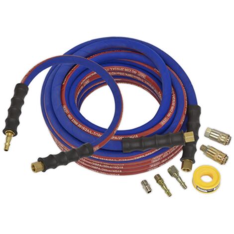 Sealey Extra-Heavy-Duty Air Hose Kit with Connectors 15m x 10mm AHK02