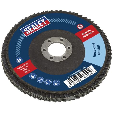 Sealey FD10040 100mm Zirconium Flap Disc 40Grit 16mm Bore