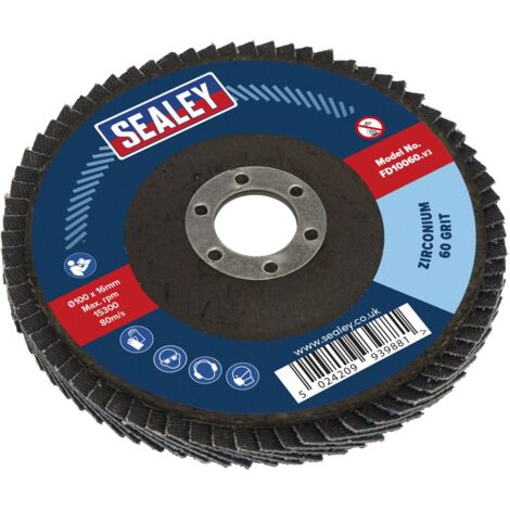 Sealey FD10060 100mm Zirconium Flap Disc 60Grit 16mm Bore