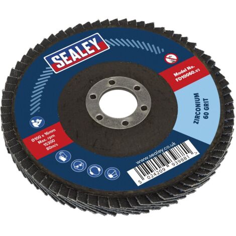 Sealey FD10060 100mm Zirconium Flap Disc 60Grit 16mm Bore