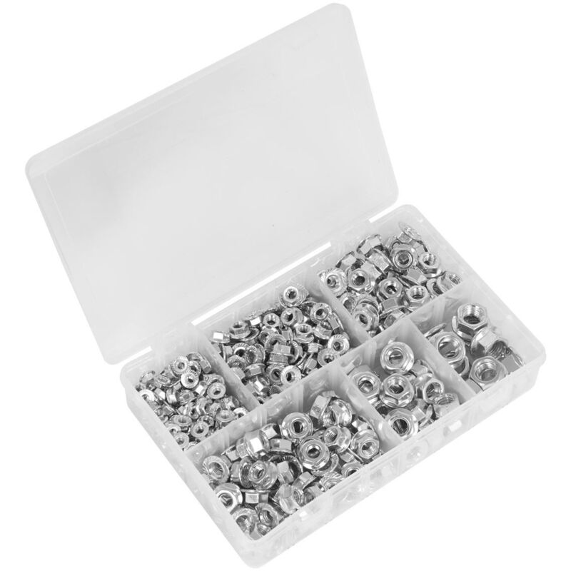 Sealey Flange Nut Assortment 390pc M5-M12 Serrated Metric AB031FN