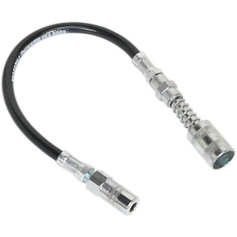Sealey Flexible Rubber Grease Gun Delivery Hose with 4-Jaw Connector & Quick Release Coupling 300mm GGSF300