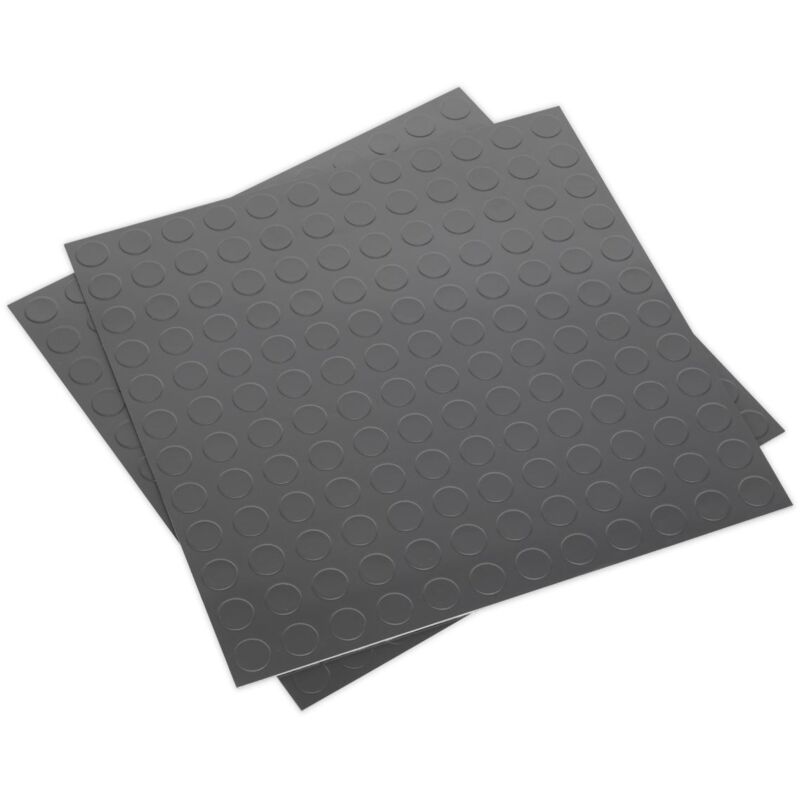 Sealey - FT2S Vinyl Floor Tile with Peel & Stick Backing Silver Coin - Pack of 16