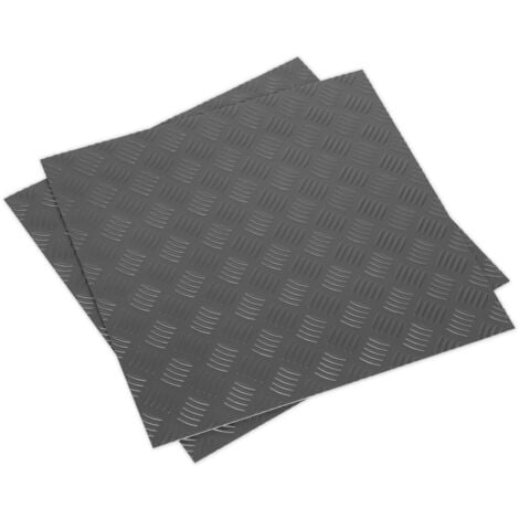 Sealey FT1S Vinyl Floor Tile with Peel & Stick Backing Silver Treadplate - Pack of 16