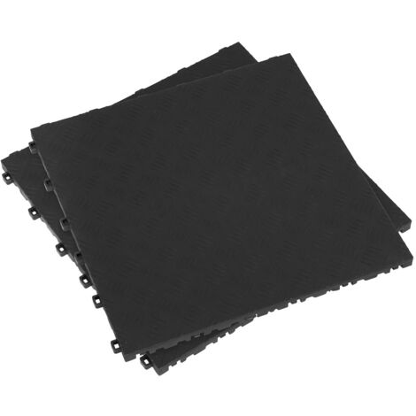 Sealey FT3B Polypropylene Floor Tile 400 x 400mm, Black Treadplate - Pack of 9