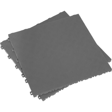 Sealey FT3G Polypropylene Floor Tile 400 x 400mm, Grey Treadplate - Pack of 9