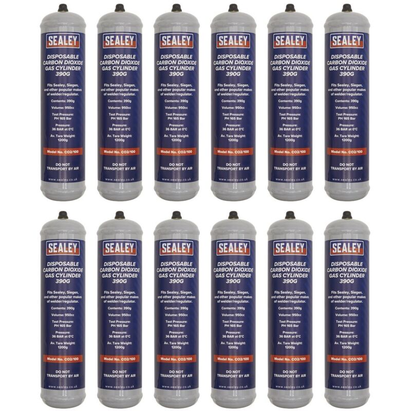 Sealey Gas Cylinder Disposable Carbon Dioxide 390g - Box of 12 CO2/100/12