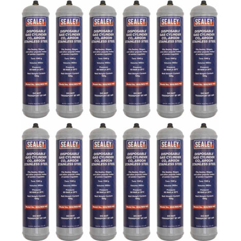 Sealey Gas Cylinder Disposable Carbon Dioxide/Argon 100g - Box of 12 MIG/MIX/100/12