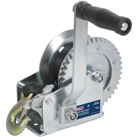Sealey Geared Hand Winch with Webbing Strap 540kg Capacity GWW1200M