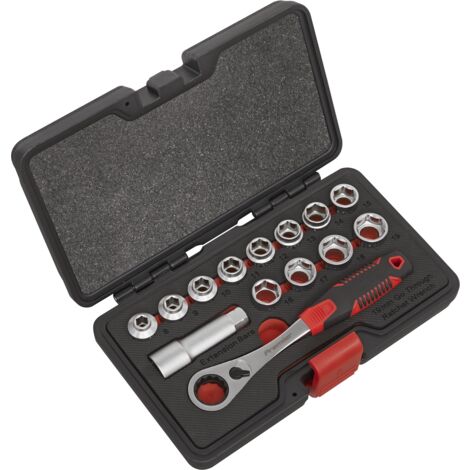Sealey Go Through Low Profile Socket Set 14pc WallDrive Metric AK6926
